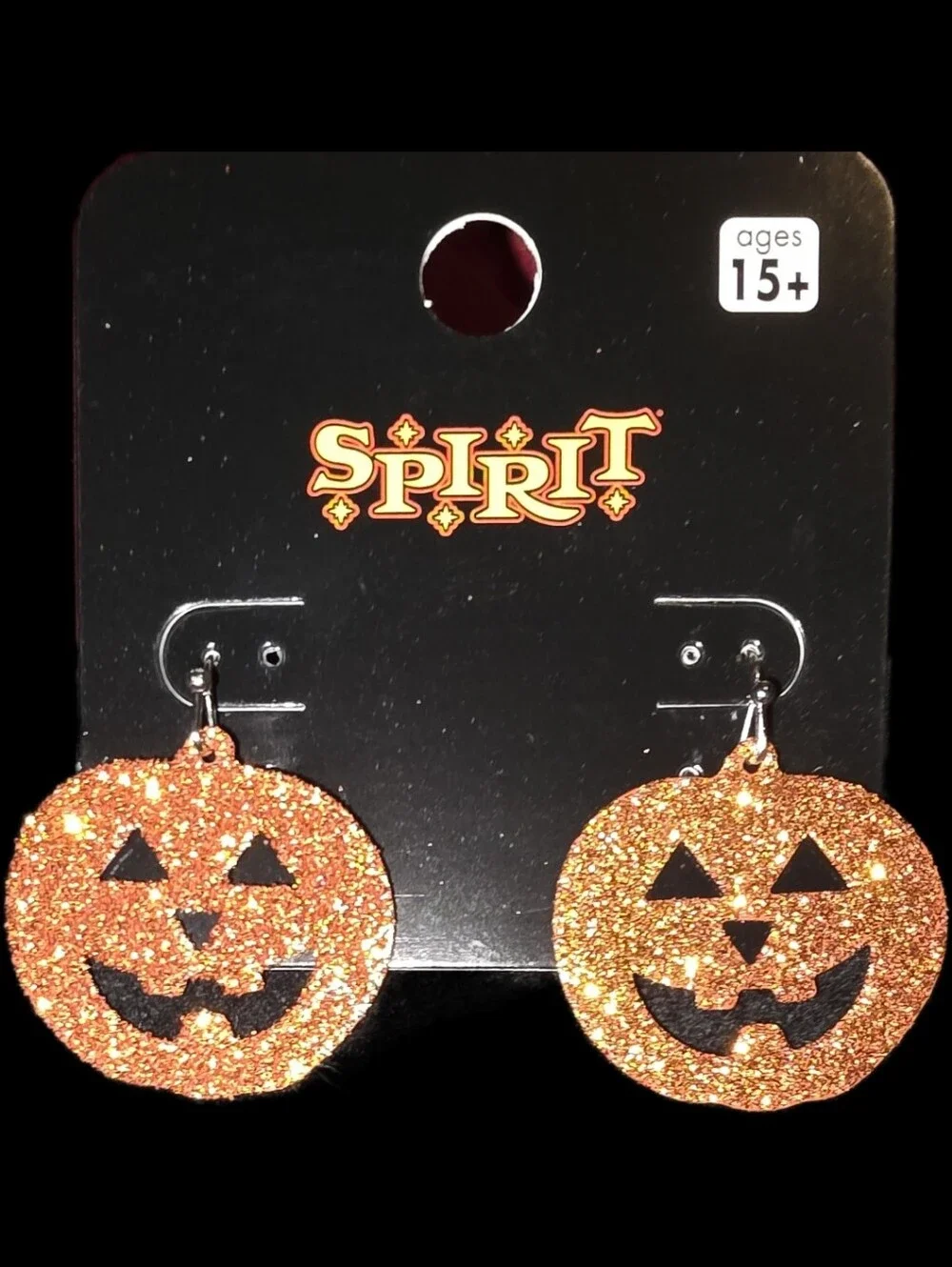 Orange Glitter Jack-O'-Lantern Dangle Earrings